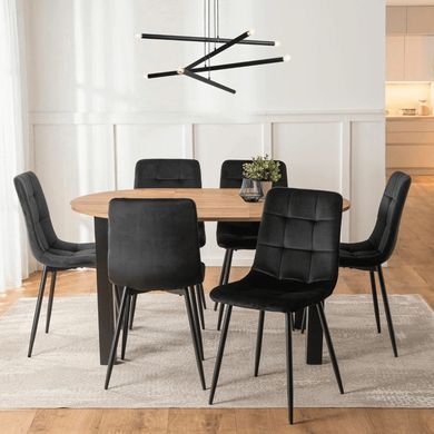 Комплект стол MEBEL ELITE MAX 80(160)х80 см, дуб Craft/черный, и 6 черных стульев PERU реальная фотография