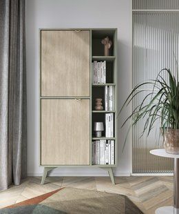 Стеллаж Perfect Home Форест / Forest RG80 2-дверный Эвкалипт/пихта сканди реальная фотография