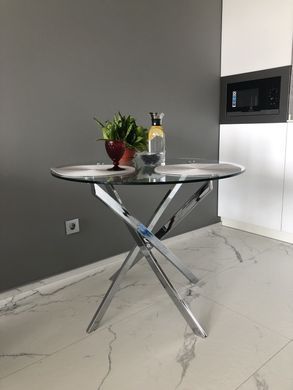 Стіл скляний AGIS Signal 90x90 Прозорий / Хром жива фотографія