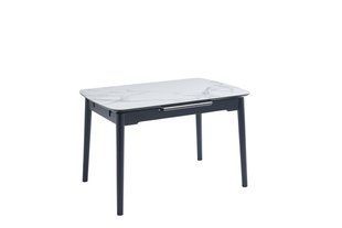 Стол раскладной TM-76 VETRO 120(160)x80 Вайт Клауд Глянец / Черная Царга реальная фотография