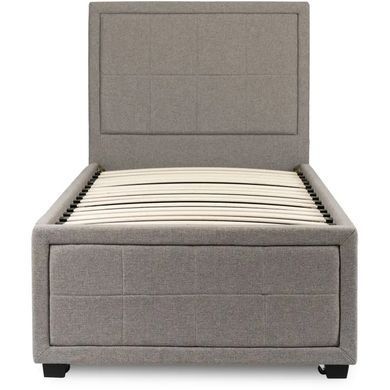 Кровать односпальная бархатная MEBEL ELITE ELIF Velvet 90x200 см с дополнительным спальным местом Серый реальная фотография