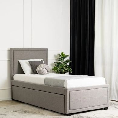 Кровать односпальная бархатная MEBEL ELITE ELIF Velvet 90x200 см с дополнительным спальным местом Серый реальная фотография