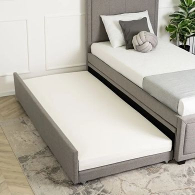 Кровать односпальная бархатная MEBEL ELITE ELIF Velvet 90x200 см с дополнительным спальным местом Серый реальная фотография