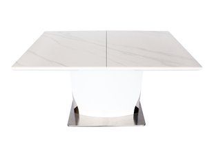 Стол раскладной DETROIT CERAMIC Intarsio 160(200)x90 Белый Эффект Мрамора реальная фотография