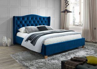 Кровать ASPEN Velvet Signal 160x200 Синий реальная фотография