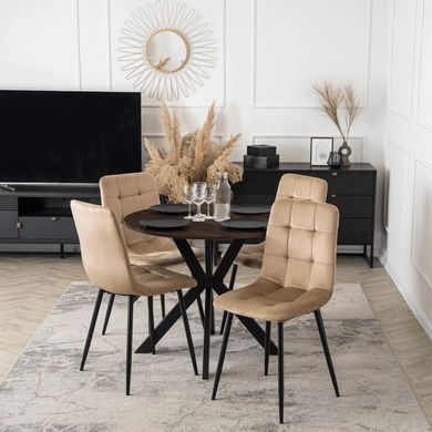 Стіл MEBEL ELITE LAUREN 80X80 Горіх / чорний жива фотографія
