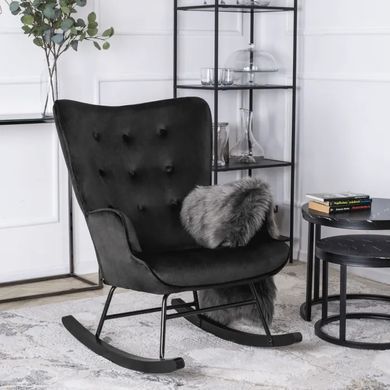 Крісло-гойдалка оксамитове MEBEL ELITE ELIS Velvet Чорний