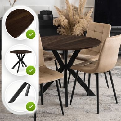 Стіл MEBEL ELITE LAUREN 80X80 Горіх / чорний жива фотографія