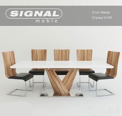 Стіл Розкладний ALARAS Signal Білий / Дуб Сонома 160/220x90 жива фотографія