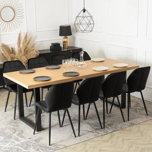 Комплект стіл MEBEL ELITE EDWIN 160(260)х90 см Дуб Золотий / Чорний +8 стільці IRYS Чорний реальная фотография