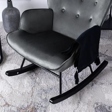Кресло-качалка бархатное MEBEL ELITE ELIS Velvet Серый