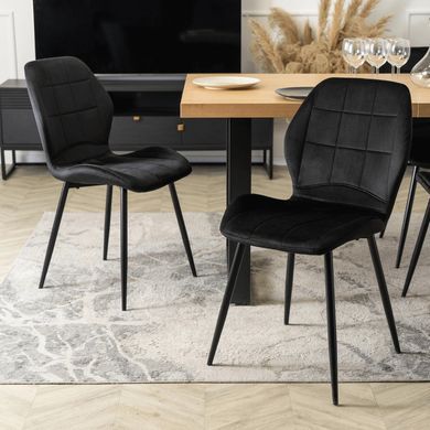 Комплект стіл MEBEL ELITE EDWIN 160(260)х90 см Дуб Золотий / Чорний +8 стільці IRYS Чорний жива фотографія