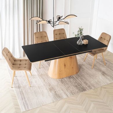 Стіл розкладний MEBEL ELITE LIZBONA 160(200)х90 см Чорний/Дуб жива фотографія
