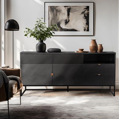 Комод MEBEL ELITE COMO Чорний жива фотографія