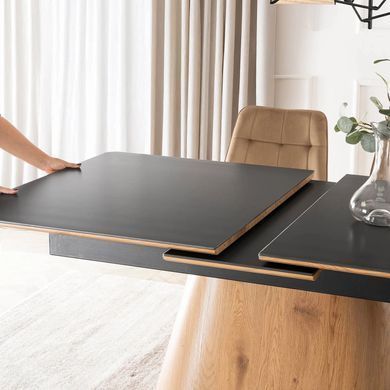 Стіл розкладний MEBEL ELITE LIZBONA 160(200)х90 см Чорний/Дуб жива фотографія