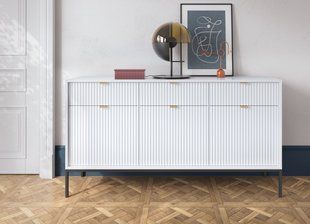 Комод Perfect Home Новая/Nova 3-дверный с 3 ящиками и черными ножками KSZ154 Белый реальная фотография