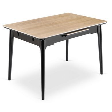 Стол раскладной MEBEL ELITE SAMER 120(160)х80 см Дуб/Черный реальная фотография