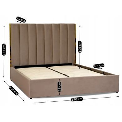 Кровать двуспальная бархатная MEBEL ELITE EMILIO Velvet 160x200 см Бежевый реальная фотография