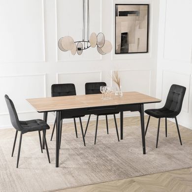 Стол раскладной MEBEL ELITE SAMER 120(160)х80 см Дуб/Черный реальная фотография