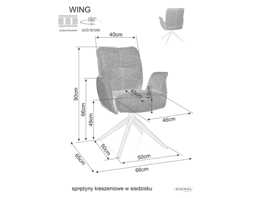 Крісло обертове WING BREGO Сірий жива фотографія