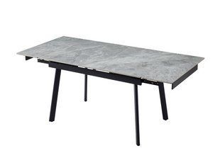 Керамический стол TM-98-1 VETRO 120(180)x85 бьянко каррара грей + черный реальная фотография