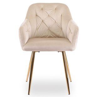 Стул бархатный MEBEL ELITE RAYA Velvet крем/золотой реальная фотография