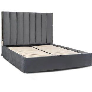 Ліжко двоспальне оксамитове MEBEL ELITE EMILIO Velvet 160x200 см Сірий жива фотографія