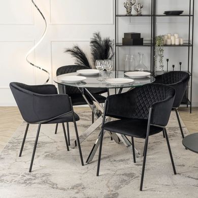 Стіл MEBEL ELITE SALLO 2 100х100 см Прозорий/Хром жива фотографія