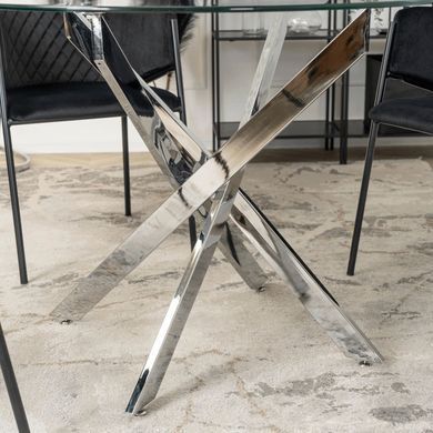 Стіл MEBEL ELITE SALLO 2 100х100 см Прозорий/Хром жива фотографія