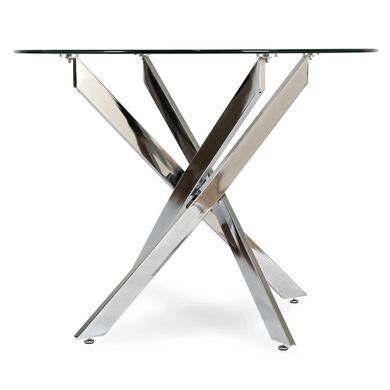 Стіл MEBEL ELITE SALLO 2 100х100 см Прозорий/Хром жива фотографія