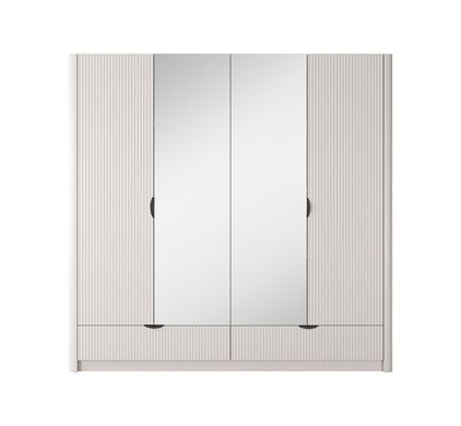 Шафа для одягу Perfect Home Ланте / Lante 4-дверна з зеркалом і чорними ручками 4D2S/213 Біж реальная фотография