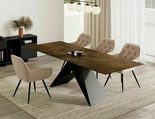 Стіл Обідній WESTIN CERAMIC Signal OSSIDO BRUNO 160(240)X90 Коричневий Мат / Чорний Мат жива фотографія