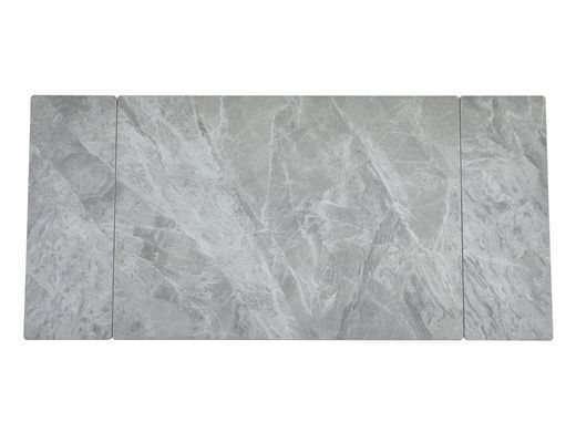 Керамический стол TM-98-1 VETRO 120(180)x85 бьянко каррара грей + черный реальная фотография