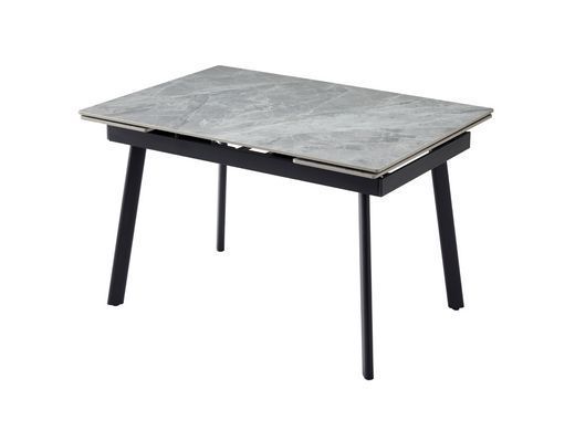 Керамический стол TM-98-1 VETRO 120(180)x85 бьянко каррара грей + черный реальная фотография
