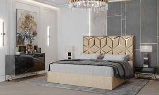 Кровать КРИСТАЛ Prestol 180x200 Бежевый велюр реальная фотография