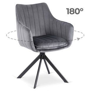 Стілець поворотний MEBEL ELITE MUMBAI 2 Velvet&nbsp;Сірий жива фотографія