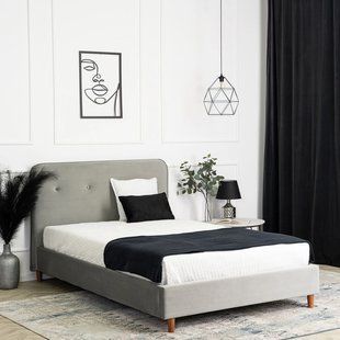 Ліжко двоспальне оксамитове MEBEL ELITE DENNIS Velvet 120x200 Світло Сірий жива фотографія