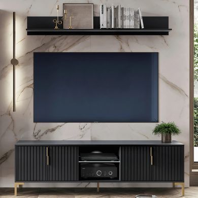 ТВ Тумба MEBEL ELITE TORELLO 165 Черный реальная фотография