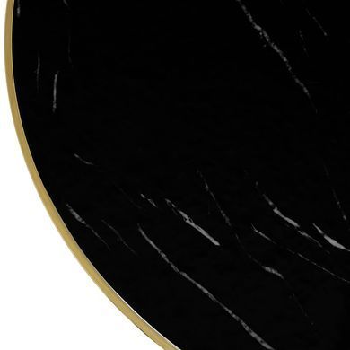 Комплект стола MEBEL ELITE TINGA 100х100 см Черный/золото +4 стулья LUCKY Velvet Черный/золото реальная фотография