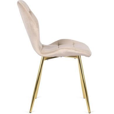Стілець оксамитовий MEBEL ELITE LUCKY Velvet Кремовий / Золотий жива фотографія