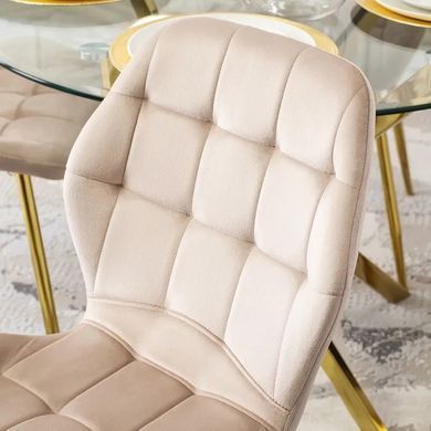 Стілець оксамитовий MEBEL ELITE LUCKY Velvet Кремовий / Золотий жива фотографія