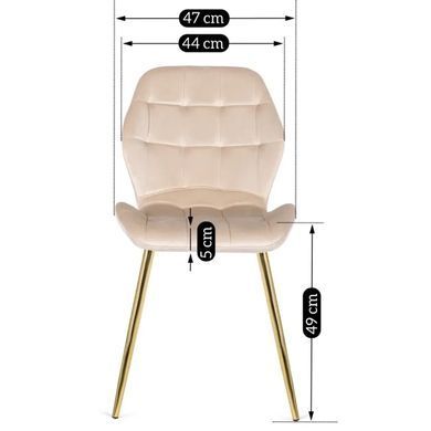 Стілець оксамитовий MEBEL ELITE LUCKY Velvet Кремовий / Золотий жива фотографія