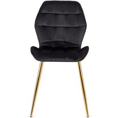 Комплект стола MEBEL ELITE TINGA 100х100 см Черный/золото +4 стулья LUCKY Velvet Черный/золото реальная фотография