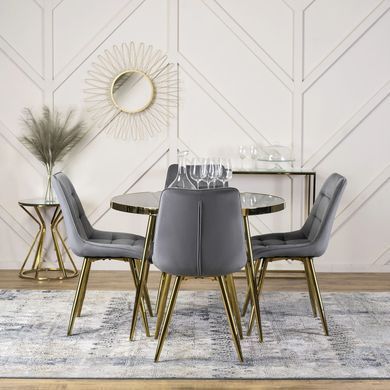 Стіл круглий TINGA MEBEL ELITE 100X100 Чорний/Золото жива фотографія