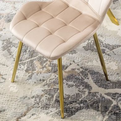 Стілець оксамитовий MEBEL ELITE LUCKY Velvet Кремовий / Золотий жива фотографія