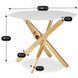 Комплект стола MEBEL ELITE BALI 100х100 см белый мрамор/золото и 4 зеленых стульев LUCKY с золотыми ножками