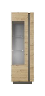 Витрина высокая Perfect Home Арко / Arco 1-дверная 1D1W/60 Дуб артизан/графит реальная фотография