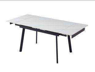 Керамический стол TM-98-1 VETRO 120(180)x85 белый мрамор + черный реальная фотография