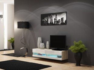 ТВ Тумба VIGO RTV Cama 140 New Дуб Сонома Мат / Белый Глянец реальная фотография