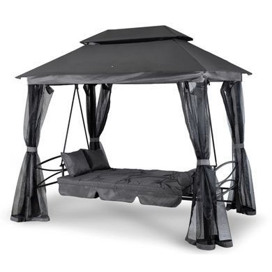 Садовые качели с москитной сеткой Mebel Elit CARMEN 237x150x256 см Серый